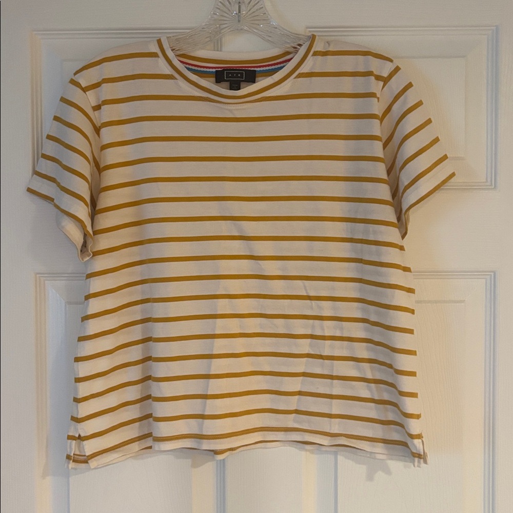 Striped Mustard Yellow and White T-Shirt